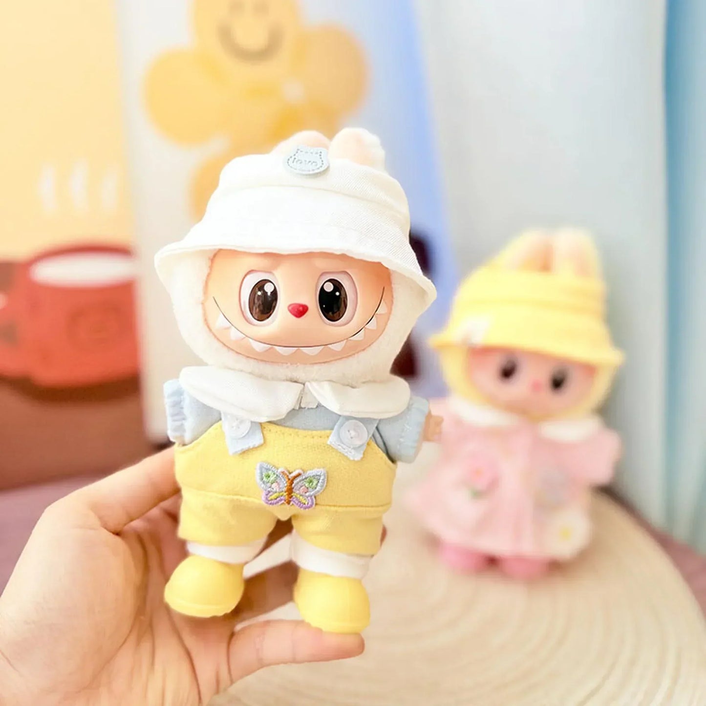 Yellow Rain Boots & Sunny Butterfly Overalls Set for LABUBU